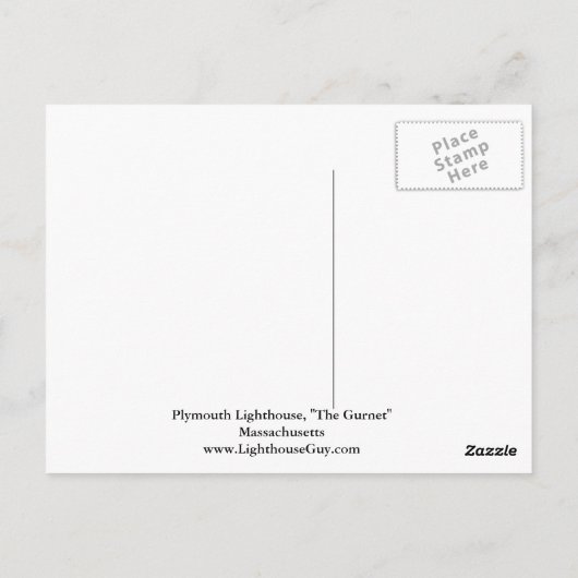 Plymouth Lighthouse, "The Gurnet", MA Postcard Postkarte (Rückseite)