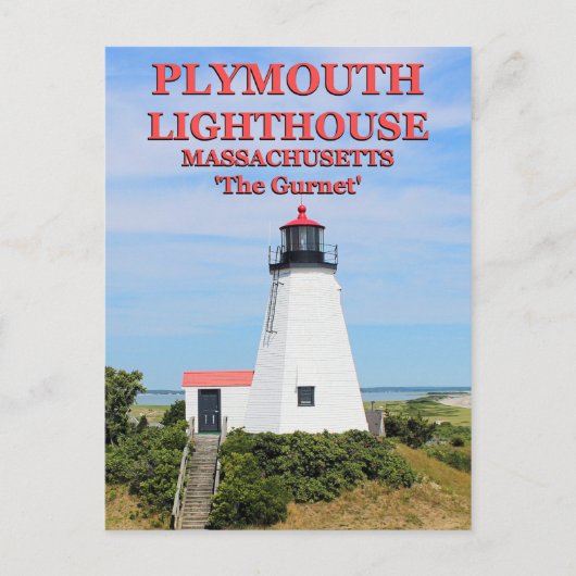 Plymouth Lighthouse, "The Gurnet", MA Postcard Postkarte (Vorderseite)
