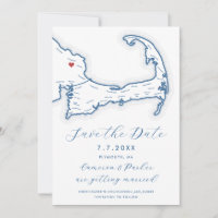 Plymouth MA Cape Cod Map Navy Blue Wedding