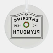Plymouth, MA Holiday Wreath Keramik Ornament (Rückseite)