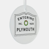 Plymouth, MA Holiday Wreath Keramik Ornament (Vorderseite Rechts)