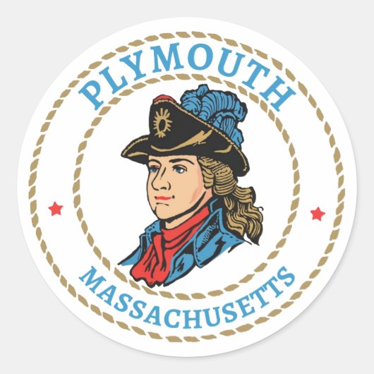Plymouth Massachusetts Colonial Runder Aufkleber (Vorderseite)