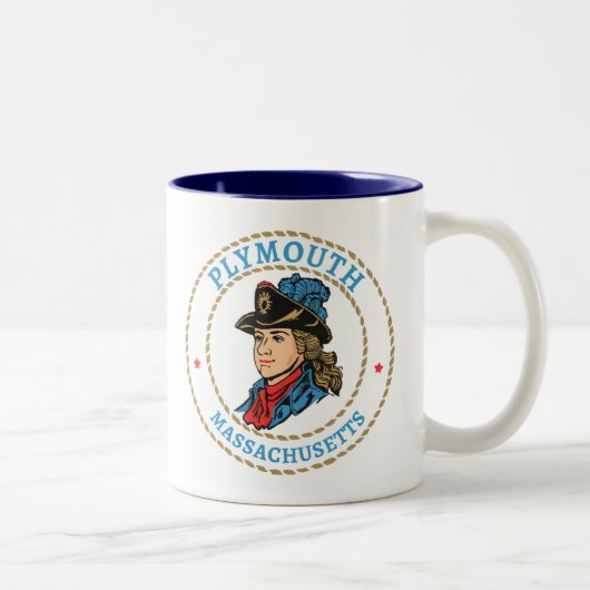 Plymouth Massachusetts Colonial Zweifarbige Tasse (Rechts)