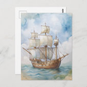 Plymouth Massachusetts Mayflower Ship Painting Postkarte (Vorne/Hinten)