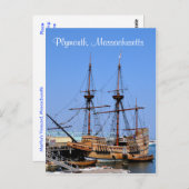 Plymouth Massachusetts Mayflower Ship Postkarte (Vorne/Hinten)