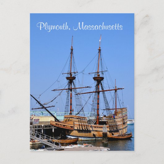 Plymouth Massachusetts Mayflower Ship Postkarte (Vorderseite)