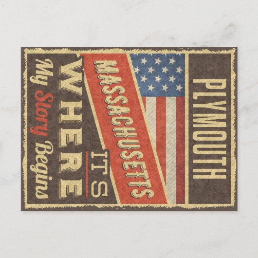 Plymouth Massachusetts Postkarte (Vorderseite)