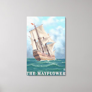 Plymouth, MassachusettsAussicht auf die Mayflower Leinwanddruck