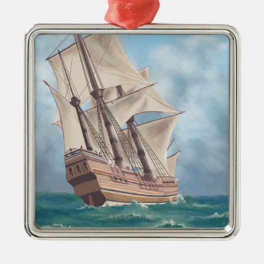 Plymouth, MassachusettsView des Mayflower Ornament Aus Metall (Vorne)