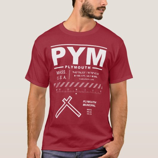 Plymouth Municipal Airport PYM T-Shirt (Vorderseite)