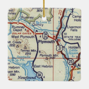 Plymouth NH Vintag Karte Keramikornament