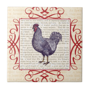 Plymouth Rock Hahn Vintage Geflügelfarm Fliese