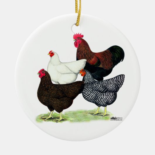 Plymouth Rock Quartett Keramikornament (Vorne)