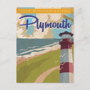 Plymouth Vintage Travel Poster Postkarte