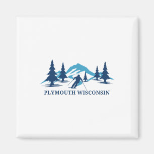 Plymouth Wisconsin Skigebiet Skifahren Skifahrer Magnet