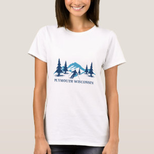 Plymouth Wisconsin Skigebiet Skifahren Skifahrer  T-Shirt