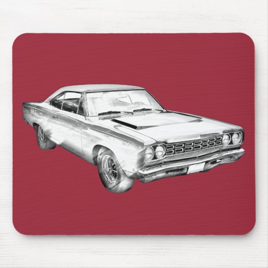 Plymouthroadrunner-Muskel-Auto-Illustration 1968 Mousepad (Vorne)