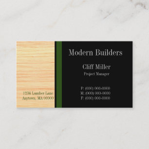 Plywood Construction Business Card, Forest Green Visitenkarte