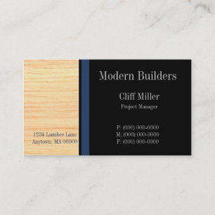 Plywood Construction Business Card, Marine Blue Visitenkarte