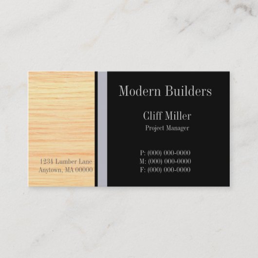 Plywood Construction Business Card, Silver Visitenkarte (Vorderseite)