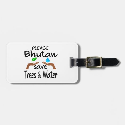 PLZ Bhutan retten Baum u. Wasser Gepäckanhänger (Vorderseite horizontal)