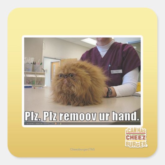 Plz remoov ur hand quadratischer aufkleber (Vorderseite)