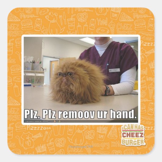 Plz remoov ur hand quadratischer aufkleber (Vorderseite)