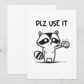 Plz Use It - Funny Racoon Sarcastic Einladung (Vorne/Hinten)