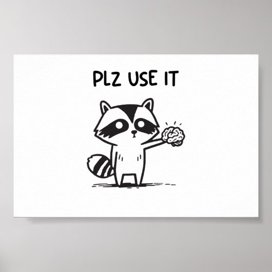 Plz Use It - Funny Racoon Sarcastic Poster (Vorne)