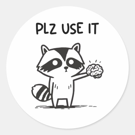 Plz Use It - Funny Racoon Sarcastic Runder Aufkleber (Vorderseite)