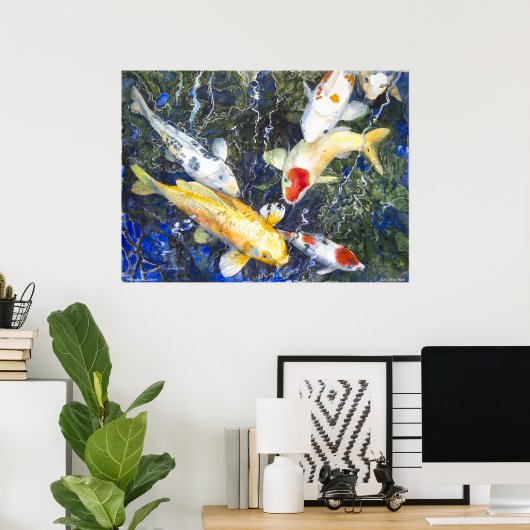 PMACarlson Koi, Deep Blue Poster (Heimbüro)