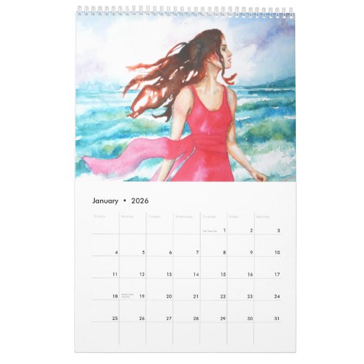 PMACarlson schöne Frauen im Aquarell-Kalender Kalender (Jan 2026)