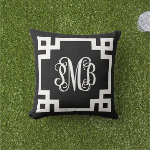 PMB-Monogramm für Schwarzweiß-griechische Schlüsse Kissen