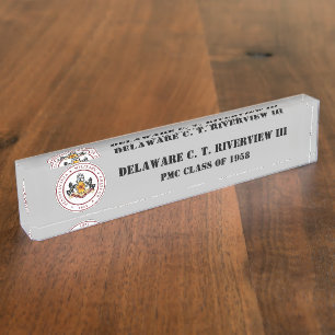 PMC DESK NAMEPLATE w/Classic PMC Siegel (BLK TEXT) Namensplakette