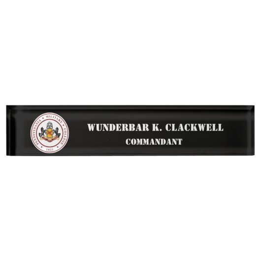 PMC DESK NAMEPLATE w/Classic PMC Siegel (WHT TEXT) Namensplakette (Vorderseite)