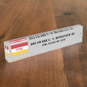 PMC DESK NAMEPLATE w/PMC Flag (BLK TEXT) Namensplakette (Seite)
