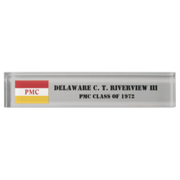 PMC DESK NAMEPLATE w/PMC Flag (BLK TEXT) Namensplakette