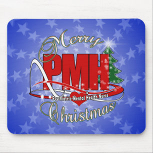 PMH Psychiatric Mental Health Nurse CHRISTMAS Mousepad