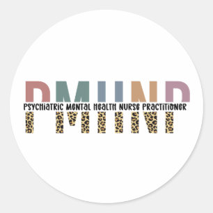 PMHNP Leopard Print Psychiatric Mental Health NP Runder Aufkleber