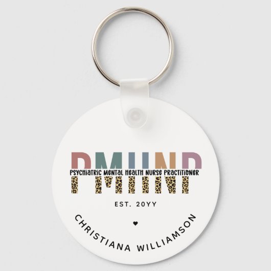 PMHNP Leopard Print Psychiatric Mental Health NP Schlüsselanhänger (Rückseite)