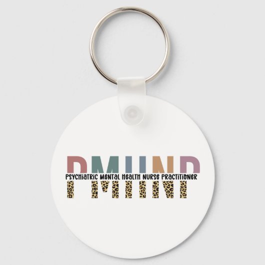 PMHNP Leopard Print Psychiatric Mental Health NP Schlüsselanhänger (Rückseite)
