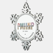 PMHNP Leopard Print Psychiatric Mental Health NP Schneeflocken Zinn-Ornament (Rechts)