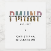 PMHNP Leopard Print Psychiatric Mental Health NP Weinetikett (Einzelnes Label)