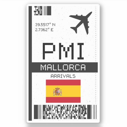 PMI Mallorca Boarding Pass - Spanien Reisen Aufkleber (Vorderseite)