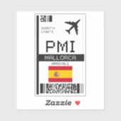 PMI Mallorca Boarding Pass - Spanien Reisen Aufkleber (Blatt)