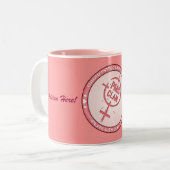 PMS Becher-Rosa-Logo 2 Zweifarbige Tasse (Vorderseite Links)