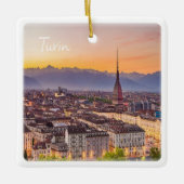 PMT001 TURIN bei Sonnenuntergang, Piemont, Italien Keramikornament (Vorderseite)