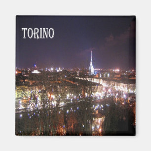 PMT005 TURIN at Night, Piemont, Italien, Kühlschra Magnet
