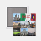 PMT012 TURIN, Mosaic, Piemont, Italien, Kühlschran Magnet (Vorderseite/Rückseite)