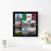 PMT012 TURIN, Mosaic, Piemont, Italien, Quadratische Wanduhr (Zuhause)